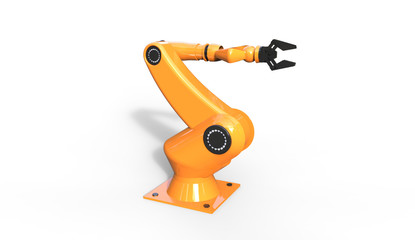 3d rendering of cool industrial robotic arm on  a white background
