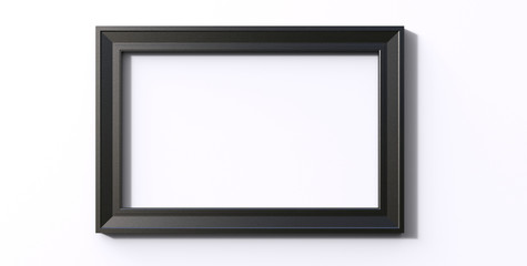 3d rendering of modern isolated hanging black color photo frame on a white  background