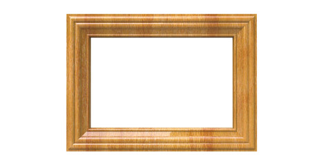 3d rendering of  isolated modern hanging light oak color photo frame on a white background