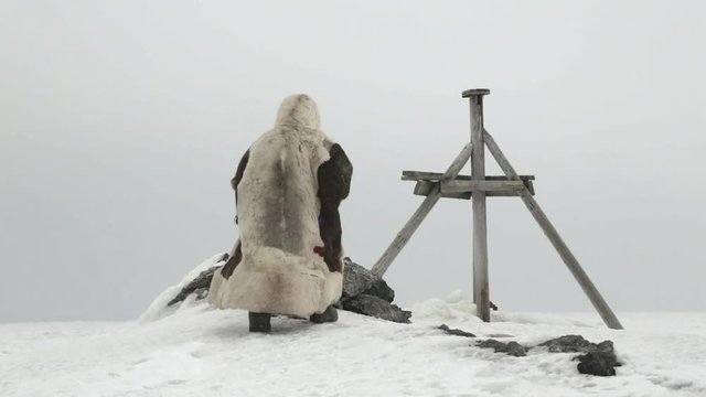 Shaman Carries Out ritual During The Russian Arctic Winter  - 4