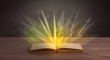 Alphabet letters over book