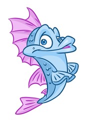 Fish Blue cartoon illustration isolated image animal character 