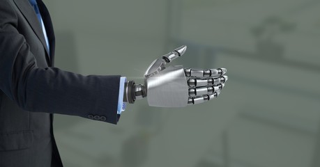 Android Robot hand open with green background