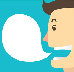 man cartoon talk and chat box background