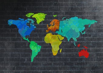 Colorful Map with wall background