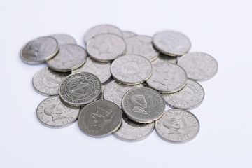 MANILA, PHILIPPINES - CIRCA JANUARY 2017: Heap of Philippines coins in Manila