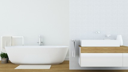 The interior bathroom space and background in apartment - 3D Rendering 