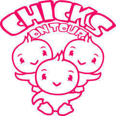 chicks on tour freundinnen girls team 3 freunde enten party crew süß niedlich klein baby kind ente vogel comic cartoon