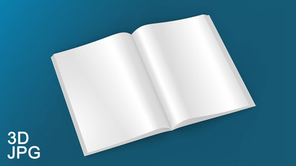 Illustration Blank White Opened Magazine On White Background. Mock Up Template.
