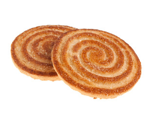 Two sweet biscuits isolated on white background