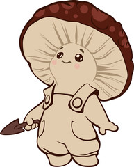 Cartoon illustration of a little funny mushroom baby