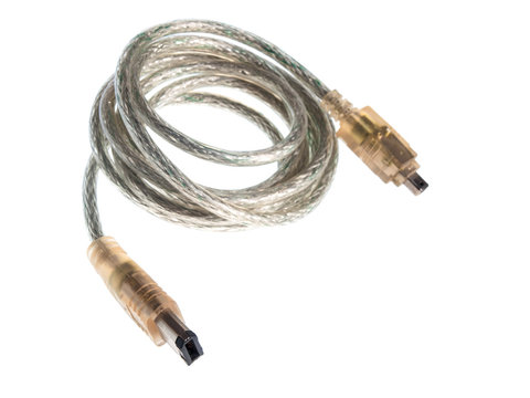 Computer cable on white background