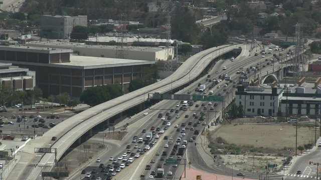 Views of downtown Los Angeles city, cityscape and traffic, California - 3