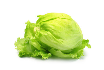 Green Iceberg lettuce on White Background