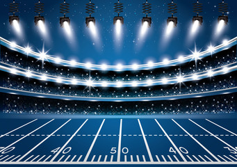 Fototapeta na wymiar American Football Stadium Arena with Spotlights.
