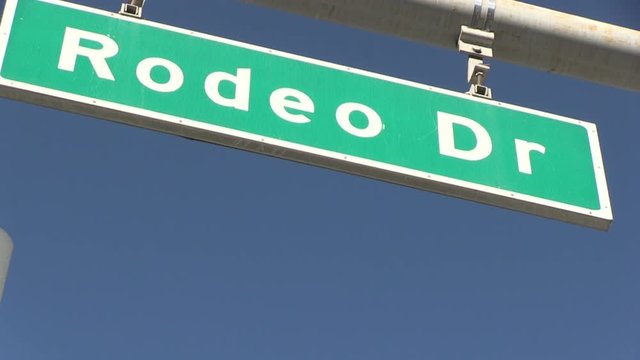 Rodeo Drive, Beverly Hills, Los Angeles. Roads and people. Street sign "Rodeo Drive"  - 4