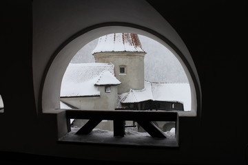 Arcade in Bran castle, near Brasov, Romania