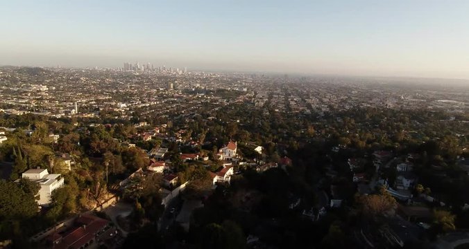 Flying over Griffith Observatory, Los Angeles, California, Aerial, 4K - 5