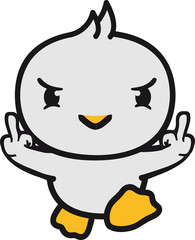 böse beleidigung mittelfinger wichser fuck you off fick dich wütend küken süß niedlich klein baby kind ente vogel comic cartoon
