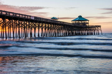 Folly Beach Pier at Sunrise in Charleston, South Carolina