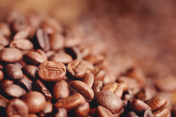 Close-up of coffee beans background.