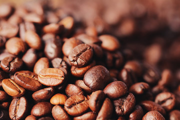 Close-up of coffee beans background.