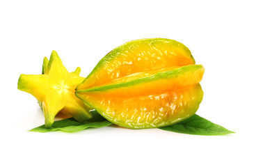 Averrhoa carambolas - starfruits isolated on white background