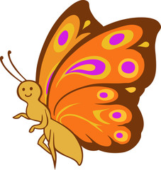 Cartoon illustration of a little funny fairy butterfly