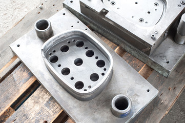 Punch press tooling form. Steel detail of lathe and milling industry.