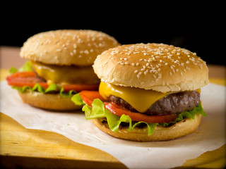 Two freshly made burgers