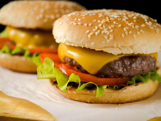 Two freshly made burgers