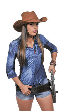 Cowgirl with relvolver