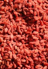 background of red Dried goji berries also called wolfberry