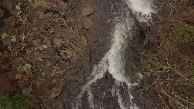 4k Aerial Winter Tennessee Waterfall Birds Eye View 