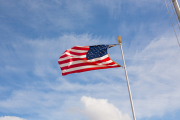 American Flag Blowing in Breeze