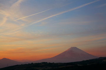 夕焼けの富士山
