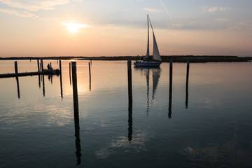 laguna di Bibione al tramonto