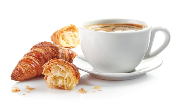 cup of coffee and croissants