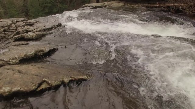 4k Aerial Winter Tennessee Waterfall Birds Eye View 