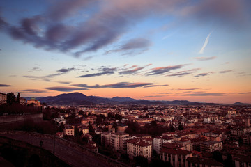 colorful sunset in Bergamo