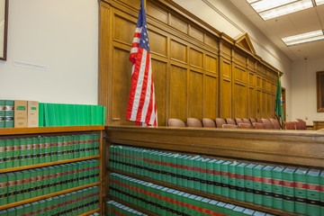 Courtroom with law books