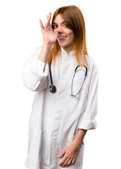 Young doctor woman making a joke