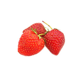 strawberries close up on white background