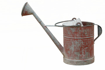 Isolated an old and rusty watering can