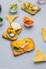 Healthy Homemade Avocado Toast with guacamole