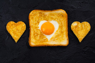 Toast with egg for Valentines day