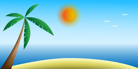 Fototapeta na wymiar Tropical beach. Travel banner. Vector illustration.