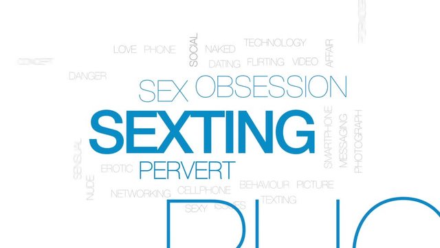Sexting animated word cloud, text design animation. Kinetic typography.