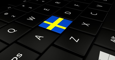 Keypad laptop With flag Sweden.