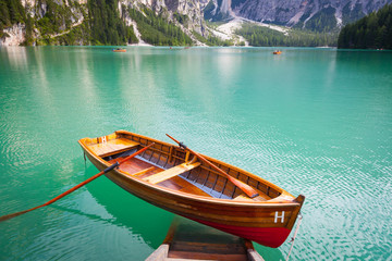 Obraz premium Braies Lake in Dolomiti region, Italy